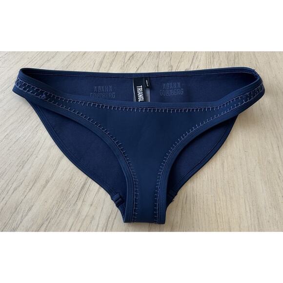 TRIANGL Neoprene Navy Blue bikini bottoms with crochet accents Medium Mint Cond! - Picture 1 of 7